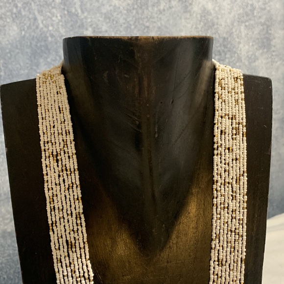 White gold beaded necklace multi strand 30-38” - Picture 5 of 10